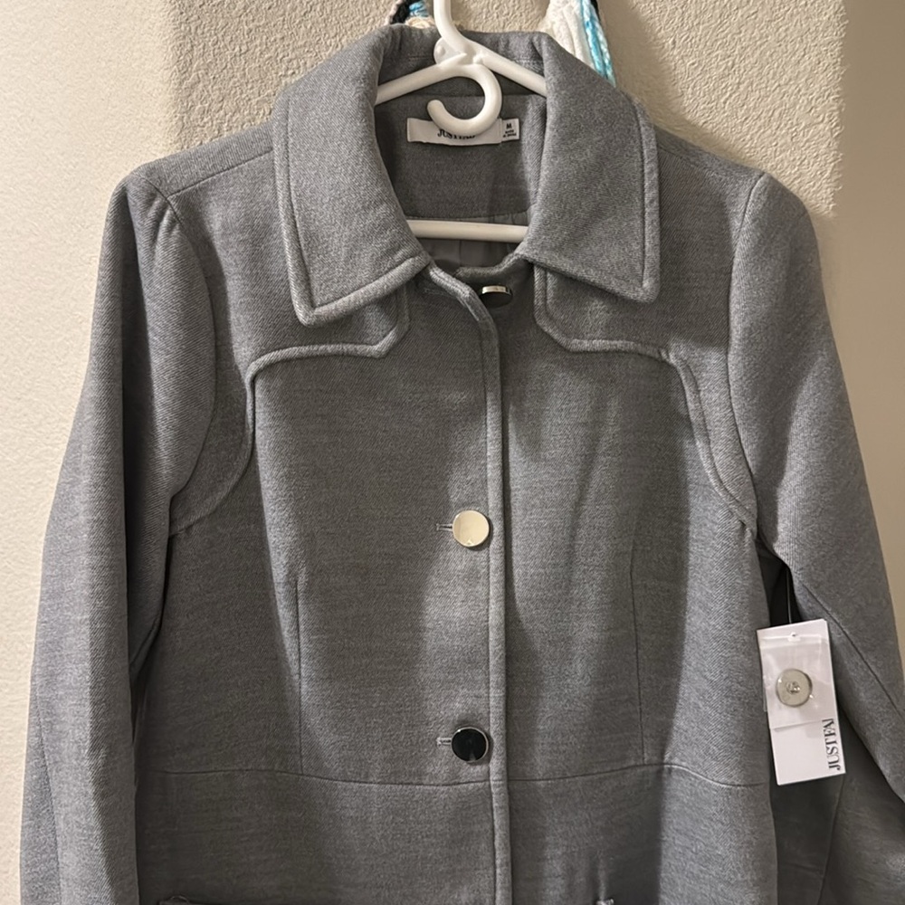 JustFab gray coat medium - Picture 2 of 6